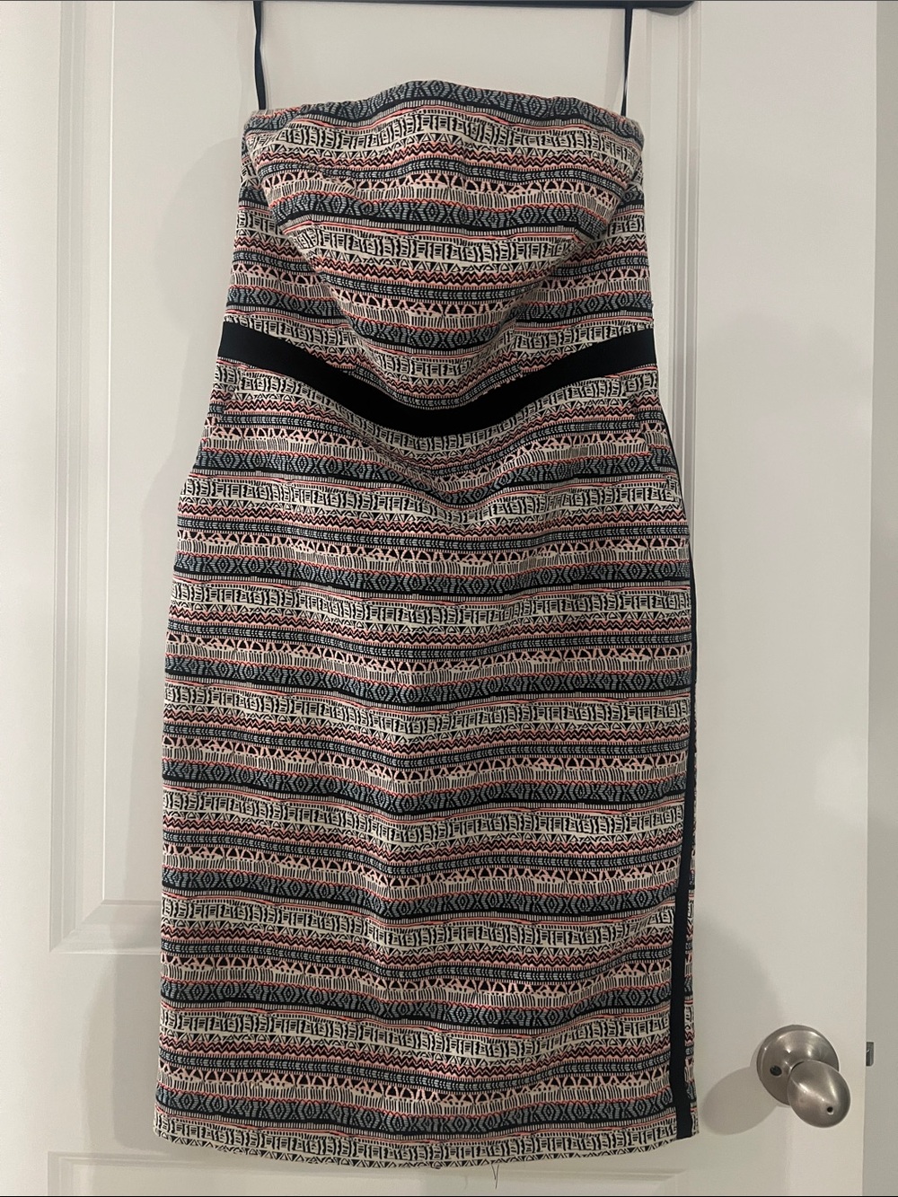 The Limited Strapless Patterned Sheath Dress with pockets